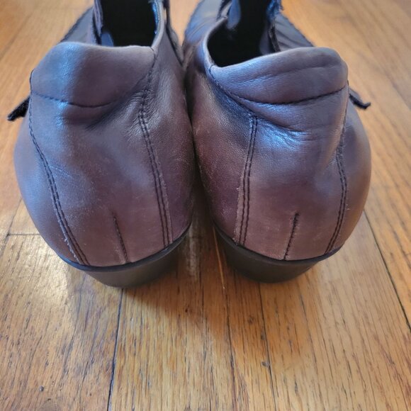 Remonte Dorndorf Brown Leather Shoes 38 Comfort 7 7.5 Ankle Boots Bootie Heels - Picture 5 of 9